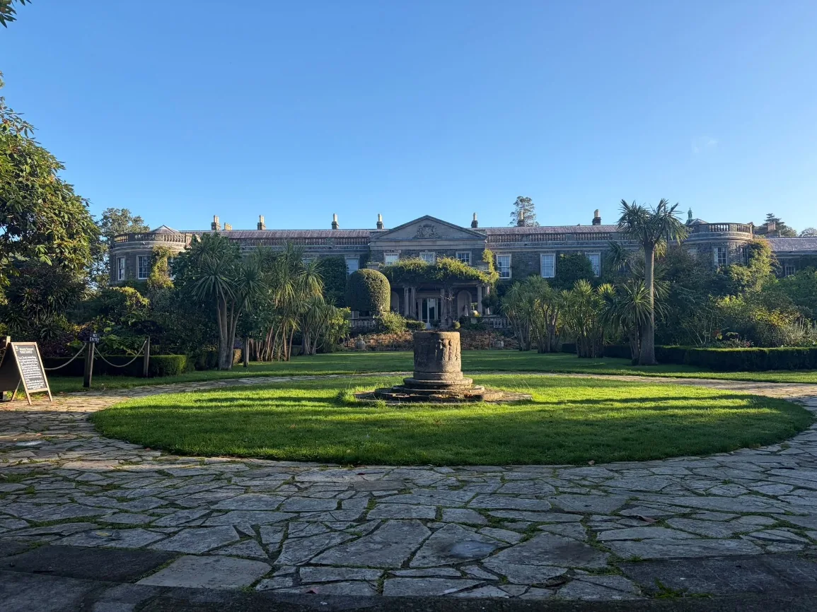 Mount Stewart house and formal garden in morning sun